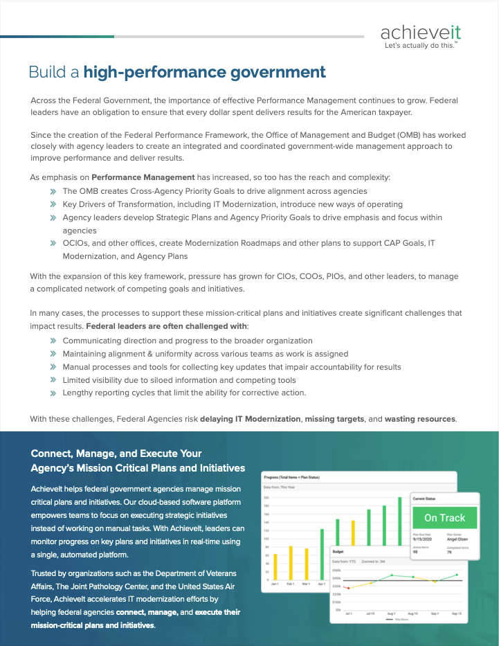 IT Modernization and Performance Management