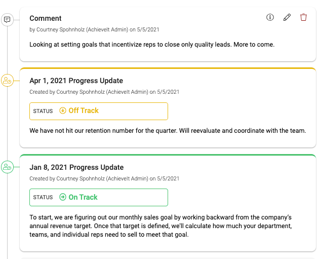 achieveit progress update history